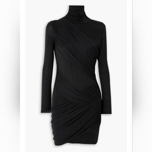 Gauge 81 Kores Draped Stretch Jersey Turtleneck Mini Dress Black Womens 12 (42)